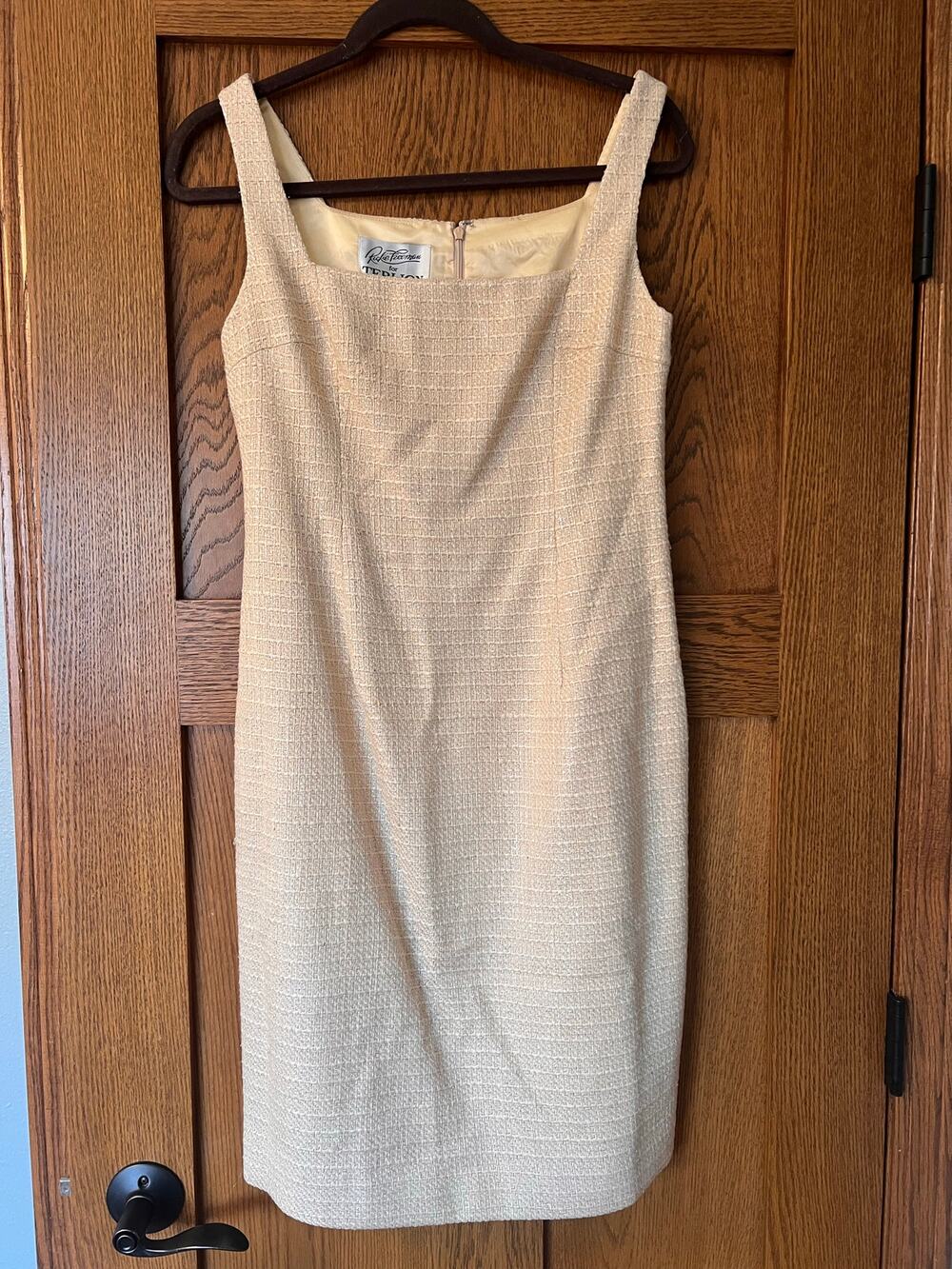 Rickie Freeman by Tori Jon Cream Butter Yellow Silk Lined Sheath Pencil Vtg